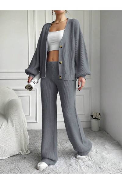MARLİNG 3 Cotton Knitwear Set Gray Color