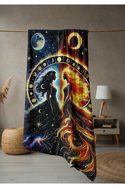 Doruklar Home Collection Modern Patterned Digital Printing Beach Sea Towel Peshtamal 80X160 cm Brs006