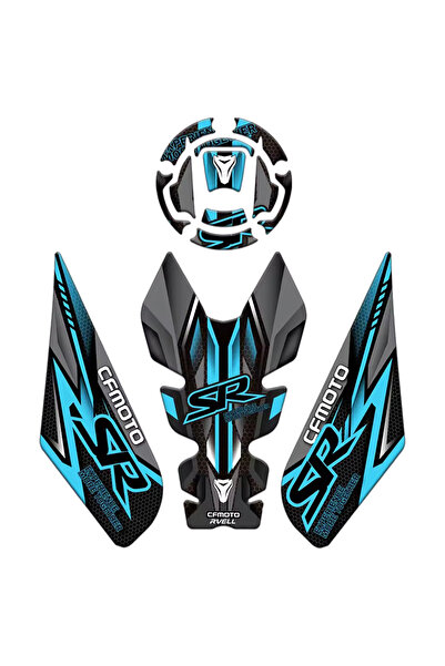 MKARAKAN Rvell CF Moto 250SR ( 2020-2024 ) Uyumlu Tank Pad Set Mavi