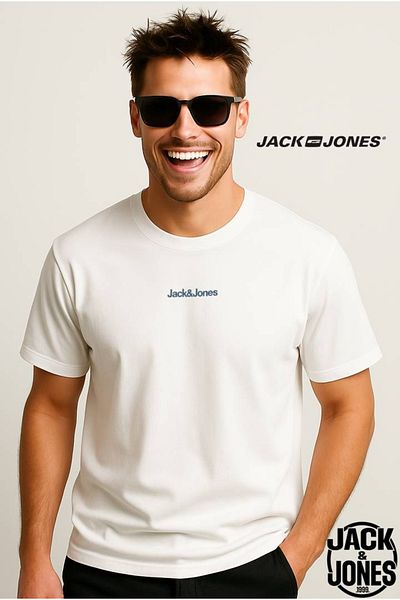 Jack & Jones J&J Jjmine Men's Logo Printed Back T-Shirt White A1111