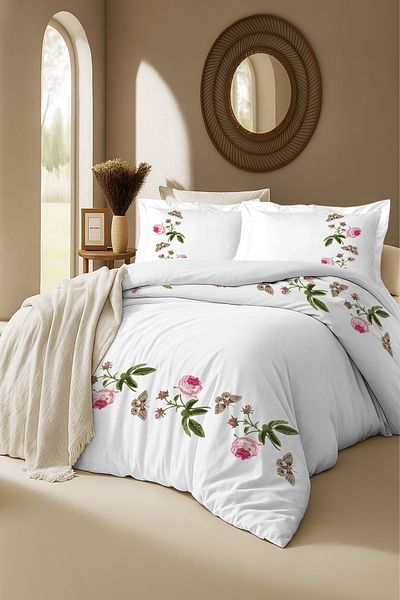 MonoHome 100% Cotton Rose Patterned Duvet Cover Set – 5D Digital Printing, Oeko-Tex Certified