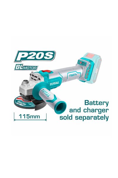 TOTAL Polizor unghiular industrial, Li-Ion, 20V, 115mm, Nu include baterie și încărcător