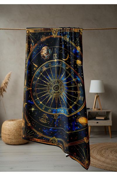 Doruklar Home Collection Modern Patterned Digital Printing Beach Sea Towel Peshtamal 80X160 cm Brs009