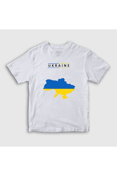 Presmono Unisex Kids White Ukraine Map Flag Ukraine Map Flag T-Shirt 563367Tt
