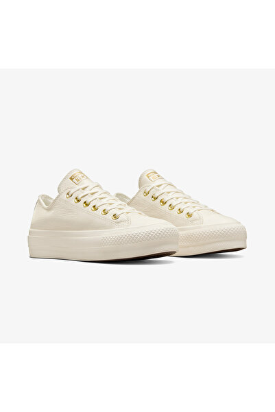 Converse Chuck Taylor All Star Lift Kadın Krem Deri Platform Sneaker
