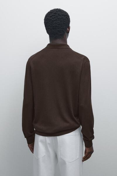 Massimo Dutti Fermuarlı triko polo yaka kazak