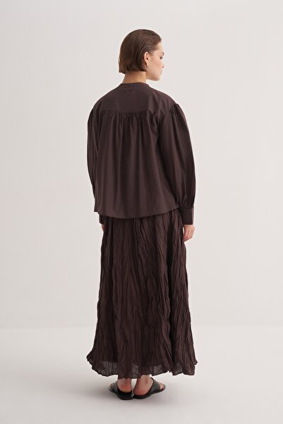 EBU Prive Γυναικεία βαμβακερή μπλούζα καφέ