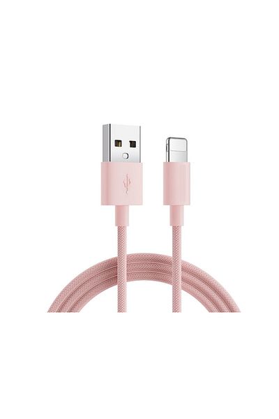 Bibilel USB-Lightning Cable, 2.4A, Fast Charging and Data Transfer, 1 Meter Length, Reinforced, Pink