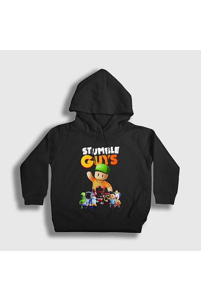 Presmono Unisex Kids Black Mr Stumble Stumble Guys Hooded Sweatshirt 561238Tt