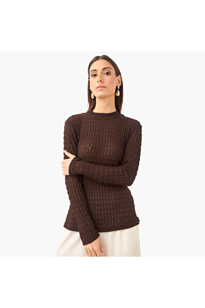 Iconic Textured High Neck Fitted Top