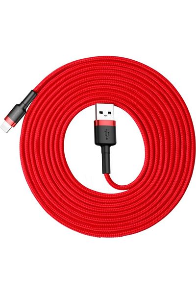 Baseus Cablu de date și încărcare USB Lightning, Cafule, 2A, 3 m, Roșu