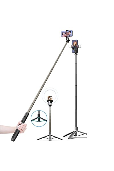 Danex Stick selfie cu trepied și telecomandă, 156 cm, R62, Silicon Flex, Deep Dark