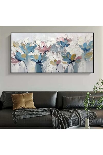 4gdran لوحة قماشية مودرن بتصميم ورد مع برواز أسود مجوف