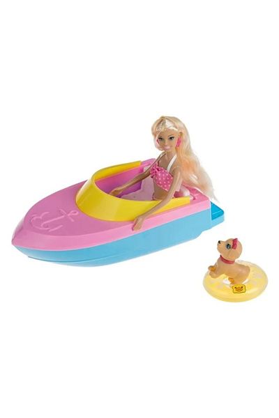 divendi-ro Păpușă manechin Betty cu costum de baie și barcă, 2 accesorii incluse, multicoloră