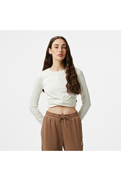 Converse Twist Front Kadın Uzun Kollu Krem T-Shirt