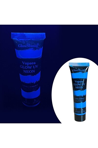 GlowMania Vopsea UV strălucitoare albastru neon, formulă non-toxică, pentru p...