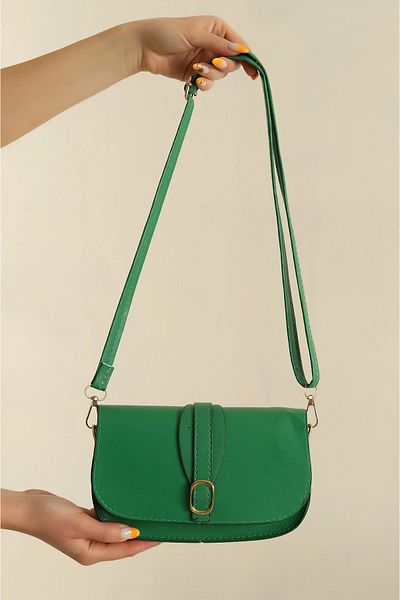 glowfit Women's Green Buckle Cross Strap Shoulder Bag
