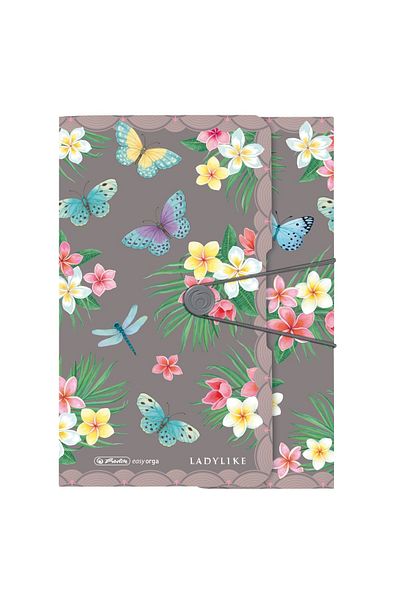 Herlitz Dosar Easy.orga To Go A4, Culoare Multicoloră, Material PP, Închidere cu elastic, Fluturi tip doamnă
