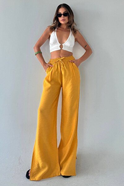 bb butik basic Siesta Παντελόνι Τυρίλι με σχισμή στο πόδι T2015