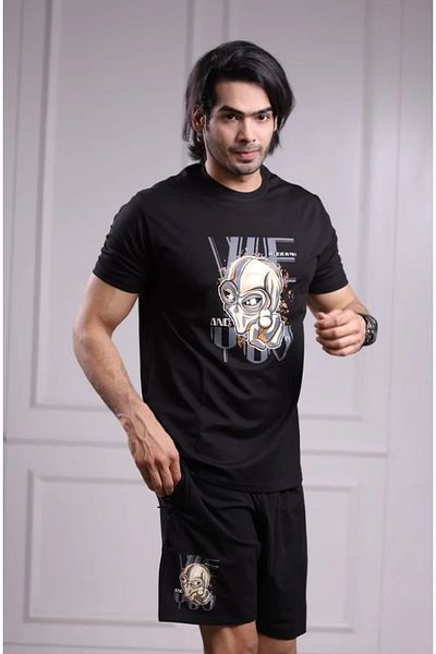 iza Men’s Black Co-ord Set in Cotton Fabric