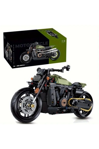 BUILDING BLOCK Technical Motorcycle Building Set Classic Cruiser 590 Pieces 1:8 Scale 8+ Years Old Model Kit Gift Building Block