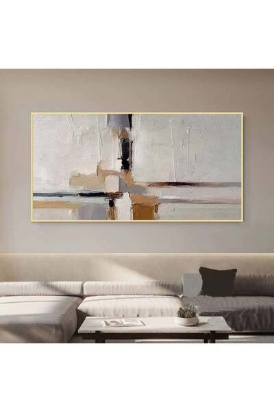 SND لوحة قماشية مودرن بتصميم الفن التشكيلي مع برواز ذهبي مجوف