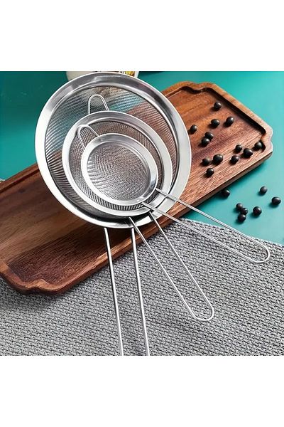 bimbambom 3-Piece Stainless Wire Strainer, Brass Strainer, Steel Strainer, Metal Strainer