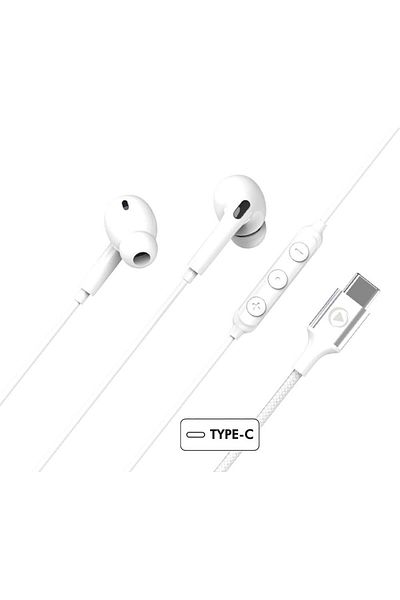 Force Play USB C In-Ear Headphones Reinforced Design White