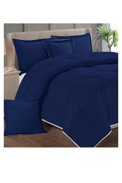 BLUESKY غطاء سرير مزدوج من الألياف الدقيقة بنسبة 100%، بتصميم هندسي، قابل للعكس، طقم من 4 قطع، 230×170 سم
