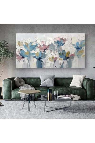 4gdran لوحة قماشية مودرن بتصميم ورد مع برواز خشبي مخفي