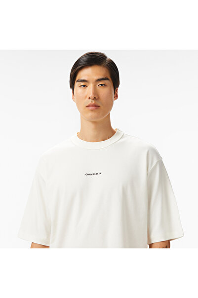 Converse Star Chevron Baskılı Oversize Fit Erkek Krem T-Shirt