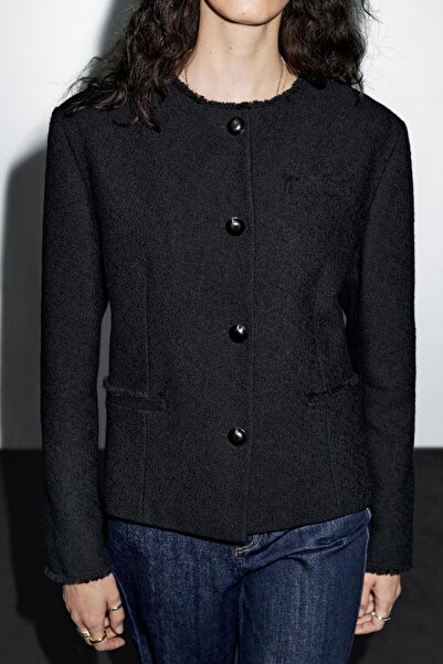 Massimo Dutti Düğmeli crop ceket