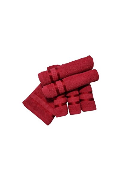 OEM Set 6 Hand Towels, Red, 30x50 cm, 100% Cotton