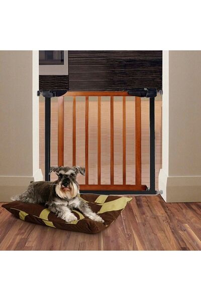 SERSIMO Safety Gate for stairs, adjustable 96-103 cm, made of steel and wood, black brown