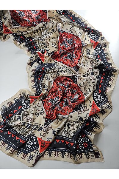 Webinay Home Retro Pattern Voile Silk Shawl New Season Scrafs Hijab
