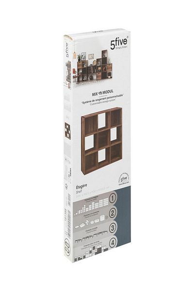 Five Simply Smart 9-Compartment Mix N Modul Wooden Storage Shelf