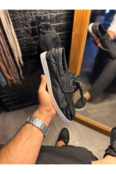 Lucy Shoes KN008 Ανδρικά κλασικά παπούτσια από λινό με κορδόνια KBT - Μαύρο