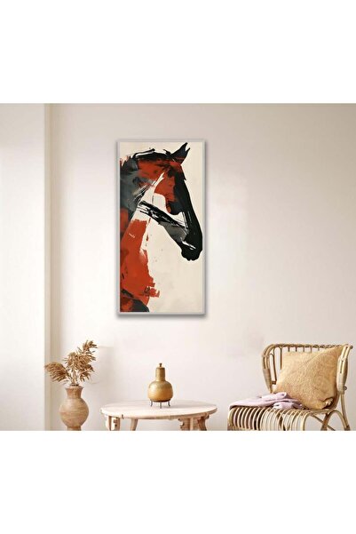 Marktna لوحة قماشية بتصميم حصان مع برواز فضي مجوف