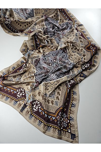 Webinay Home Retro Pattern Voile Silk Shawl New Season Scrafs Hijab
