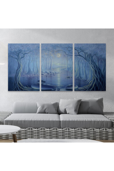 SND ثلاث لوحات قماشية فخمة بتصميم مودرن مع برواز شامبين مجوف