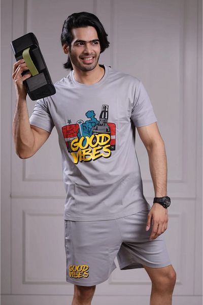 iza Men’s Black Co-ord Set in Cotton Fabric