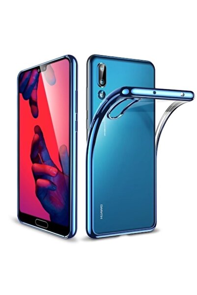 Danex Husă transparentă pentru Huawei P20 cu margini albastre