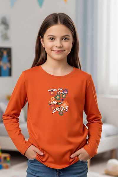 FYK KİDS Round Neck Colorful Flower Printed Girl's Sweatshirt