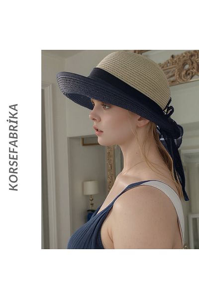 korsefabrika trend mood store Κομψό και λειτουργικό ψάθινο καπέλο παραλίας και casual με αντηλιακό γείσο με φαρδύ γείσο