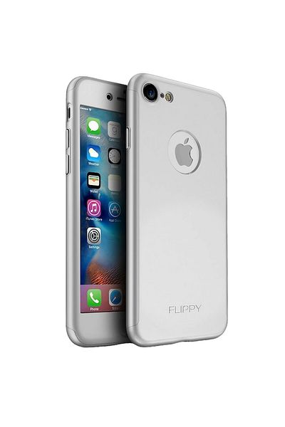 Danex Husă de protecție Premium Full Cover 360 pentru Apple iPhone 7 cu folie de sticlă inclusă, argintie