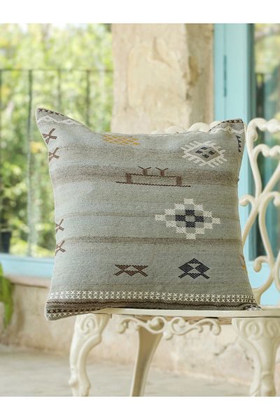 Sanskrutihomes By Styli Geometric Print Organic Cotton Cushion Cover - 45x45cm