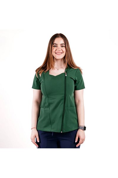 Lotus Flex bluză medicală, elastică, verde închis, TRS-NP11 S