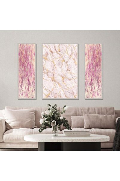 SND ثلاث لوحات قماشية بتصميم مودرن مع برواز فضي مجوف