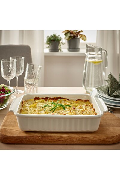 IKEA POETISK Baking Dish, White-Ivory, 34 x 23 cm
