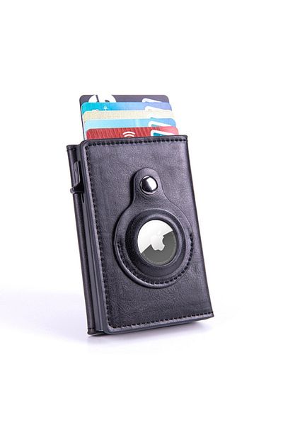 Danex Portofel inteligent din piele, negru, RFID, compatibil cu Apple AirTag